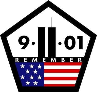 9/11 memorial logo with American flag design.