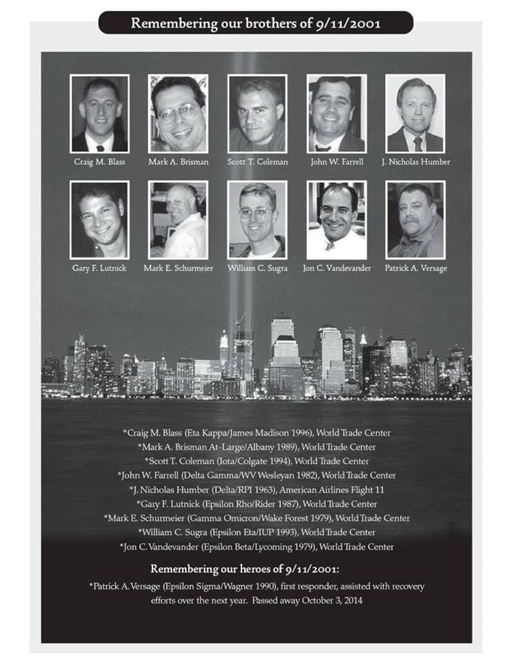 Tribute to heroes of 9/11 with portraits.