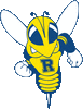 Yellow and blue hornet mascot logo design.