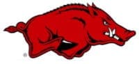 Red hog mascot logo representing Arkansas athletics.