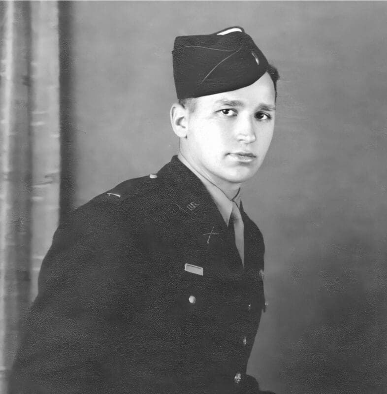 Young soldier in military uniform portrait.