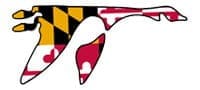 Maryland state flag stylized as a bird silhouette.