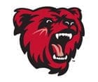 Red bear mascot logo with fierce expression.
