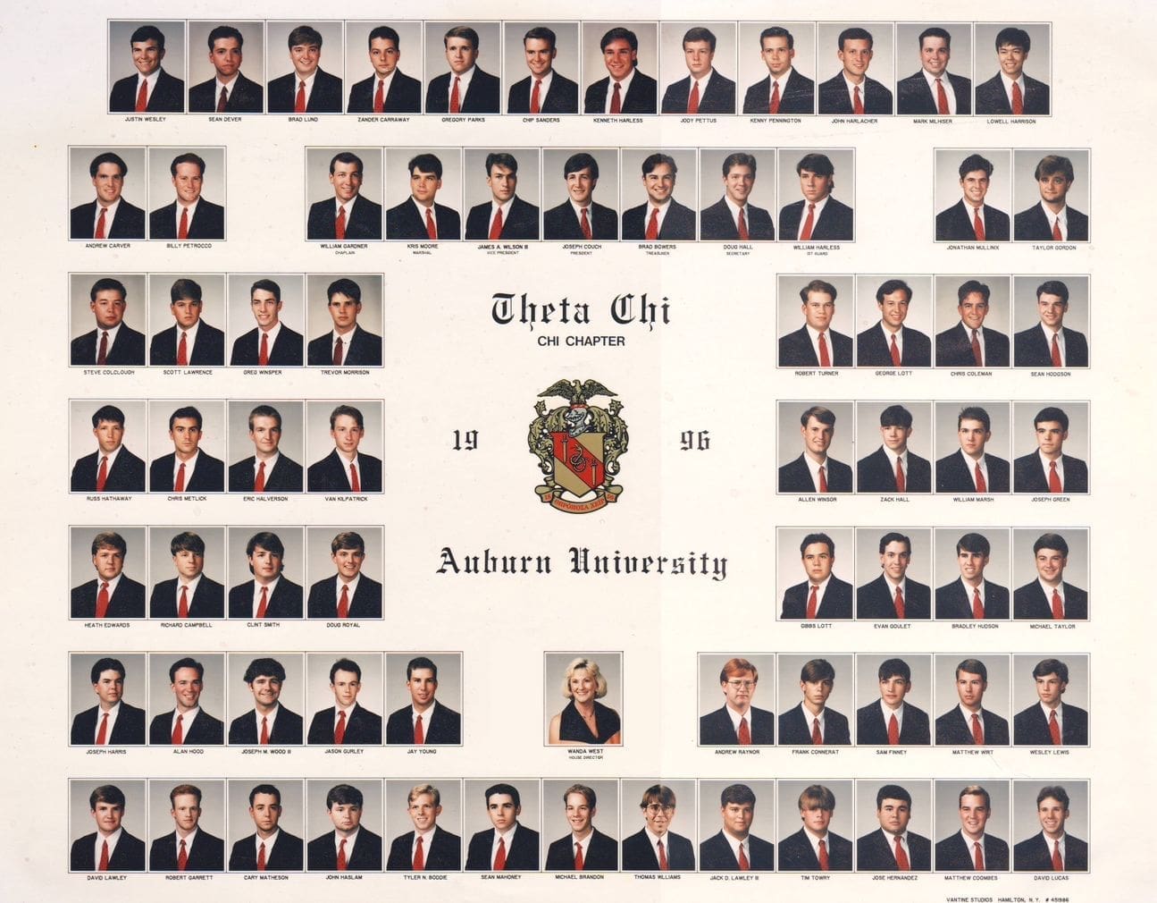 Theta Chi fraternity members, Auburn University, 1996.