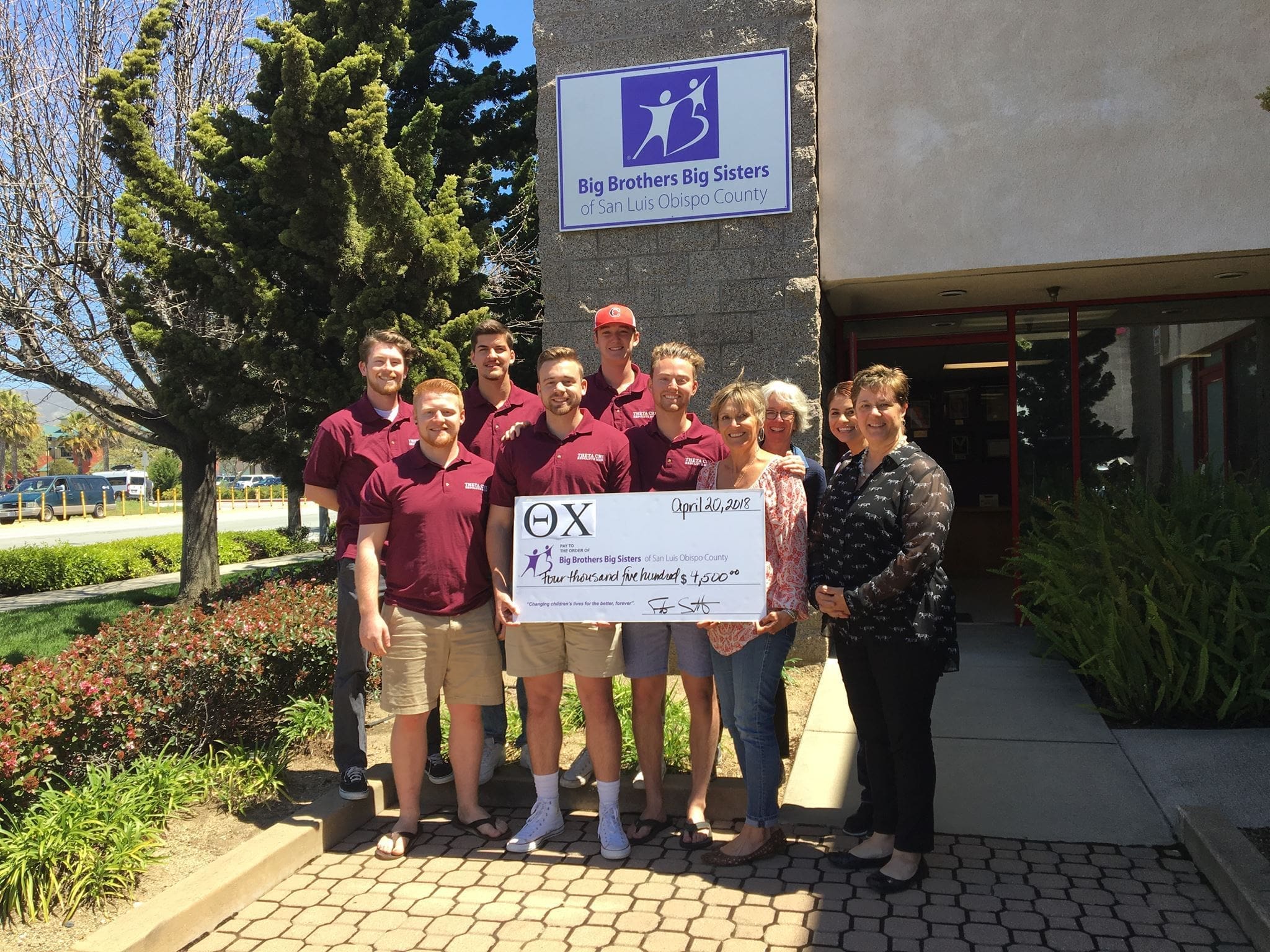 Cal Poly Big Brothers Big Sisters Group donation for Big Brothers Big Sisters charity event.