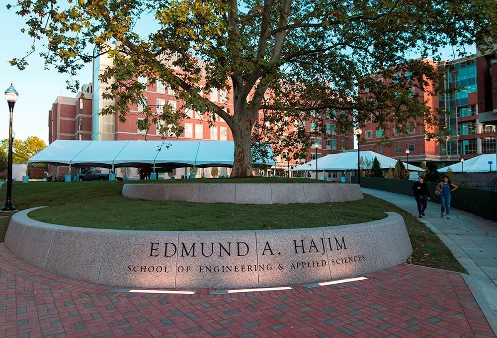 Edmund A. Hajim School of Engineering entrance sign.