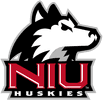 NIU Huskies logo featuring a fierce husky dog.