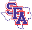SFA logo with Texas outline and school colors.