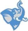Blue elephant logo design on white background.