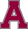 Maroon letter A logo on white background.