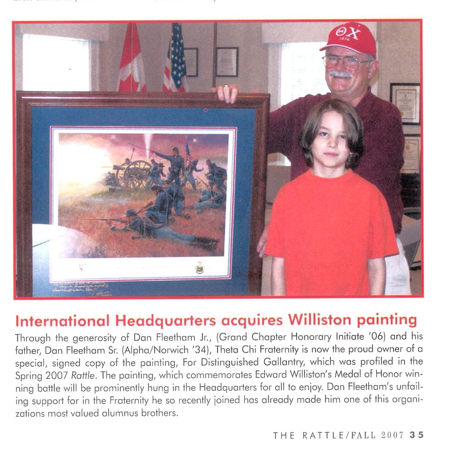 Child and adult with Williston painting at event.