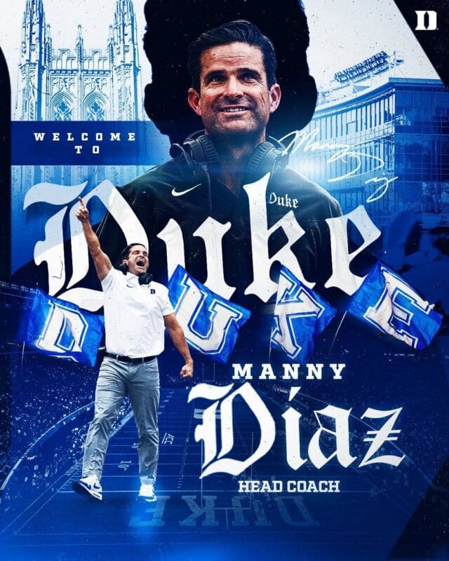 Manny Diaz welcomed as Duke's head coach.