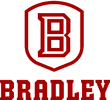Bradley University logo with red and white colors.