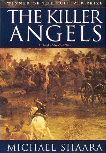 Civil War battle scene on book cover titled "Angels."