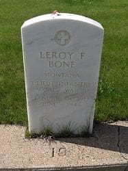 Leroy Bone Leroy F. Bone gravestone, Montana, World War II veteran.