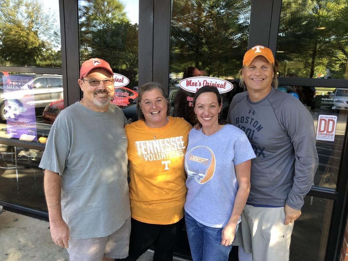 Group of friends outside a restaurant in Tennessee.