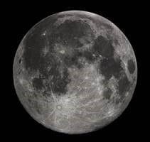 Moon Full moon with detailed surface features.