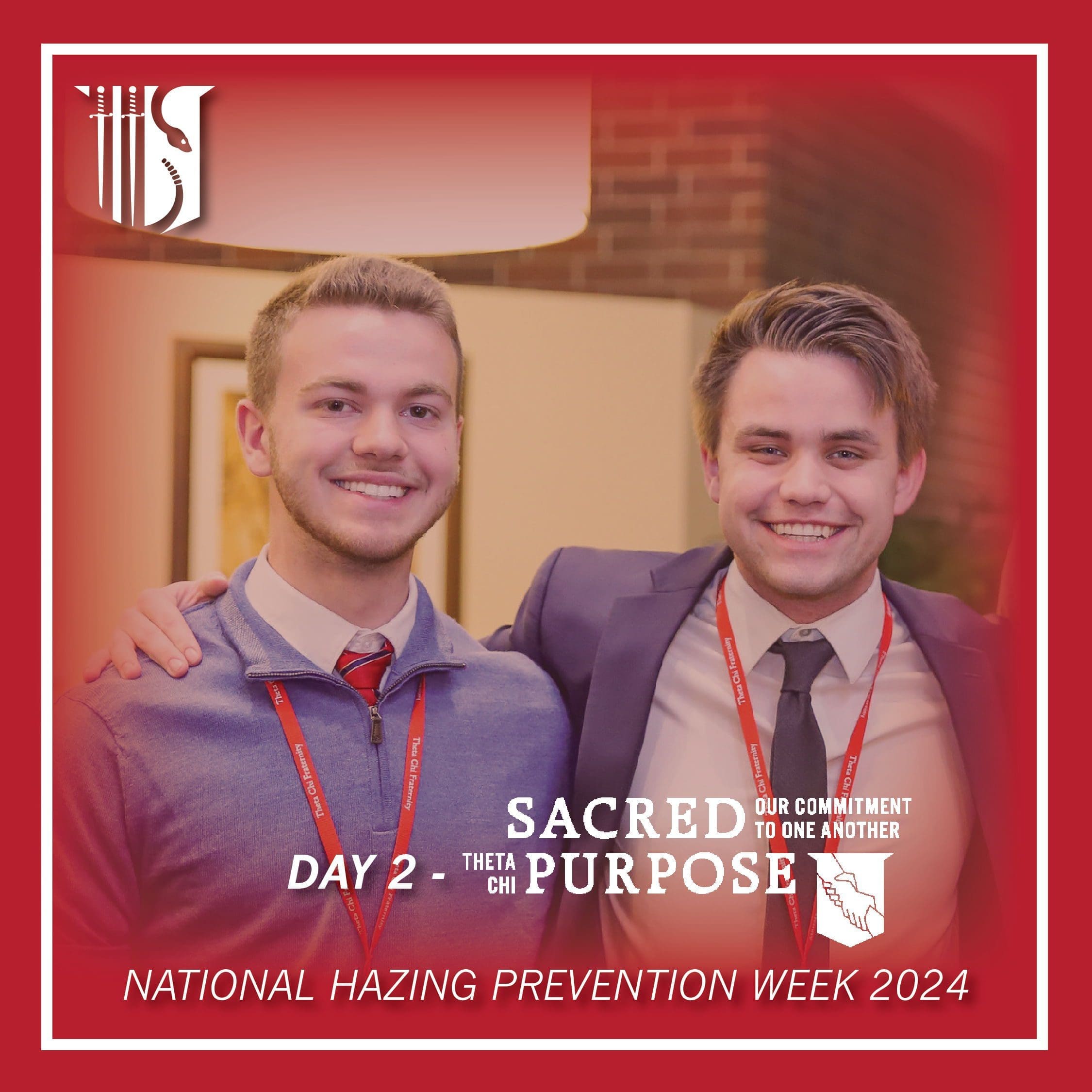 Theta Chi members promoting hazing prevention awareness.