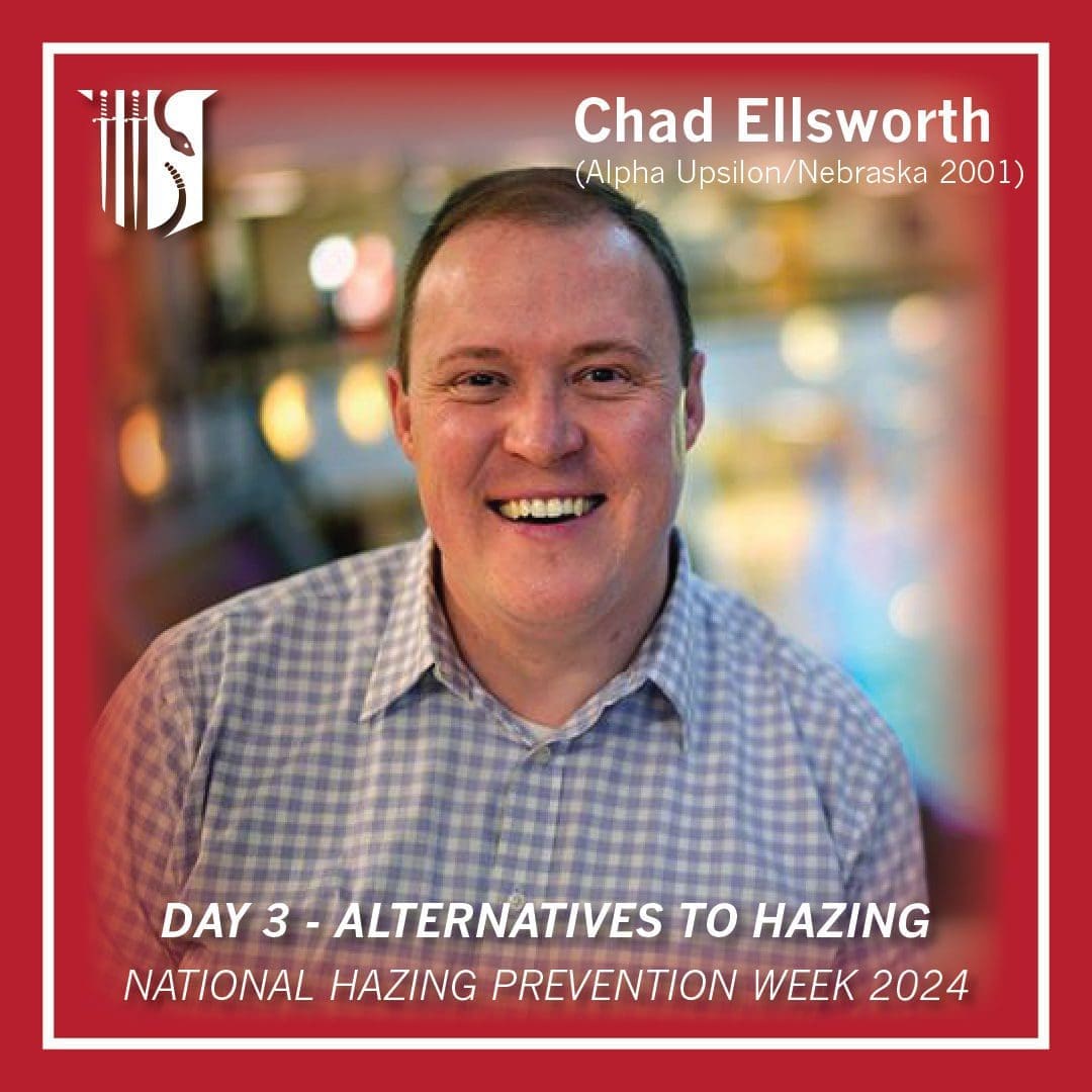 Chad Ellsworth promoting hazing prevention initiatives 2024.