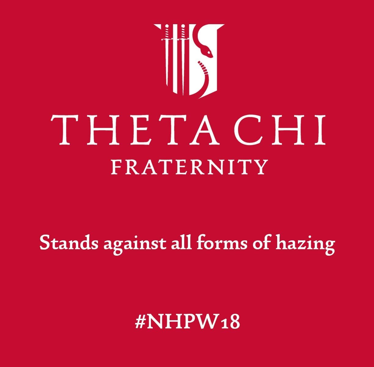 NHPW 2018 - Day Theta Chi Fraternity anti-hazing awareness campaign image.