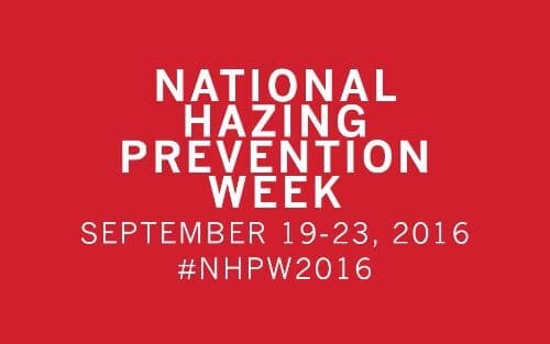 National Hazing Prevention Week September 19-23, 2016