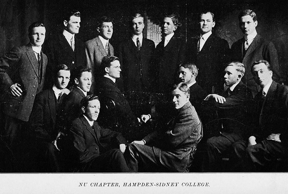 Nu Chapter members of Hampden-Sidney College, historical photo.