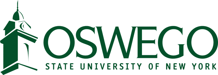 Oswego State University logo in green text.