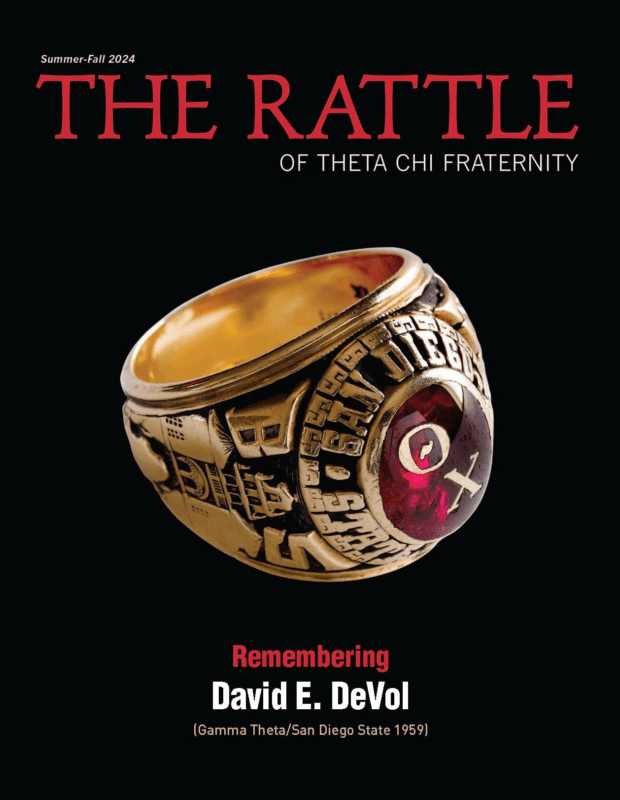 Theta Chi fraternity ring honoring David E. DeVol.