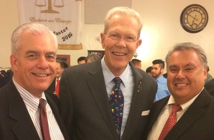 Ralph Miller (1) Three men smiling at an event together.