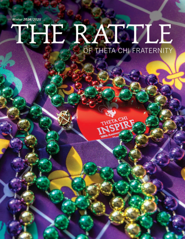 Theta Chi Fraternity winter issue cover with beads.