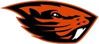 Oregon State University beaver logo in orange and black.