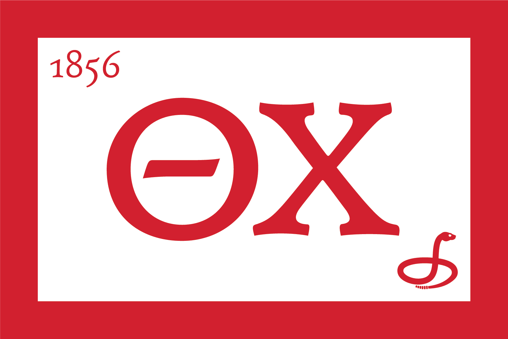 Theta Chi Flag Red and white logo featuring "OX" design.