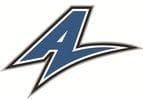 Blue stylized letter A logo design.