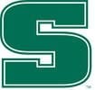 Green letter S logo design with white outline.