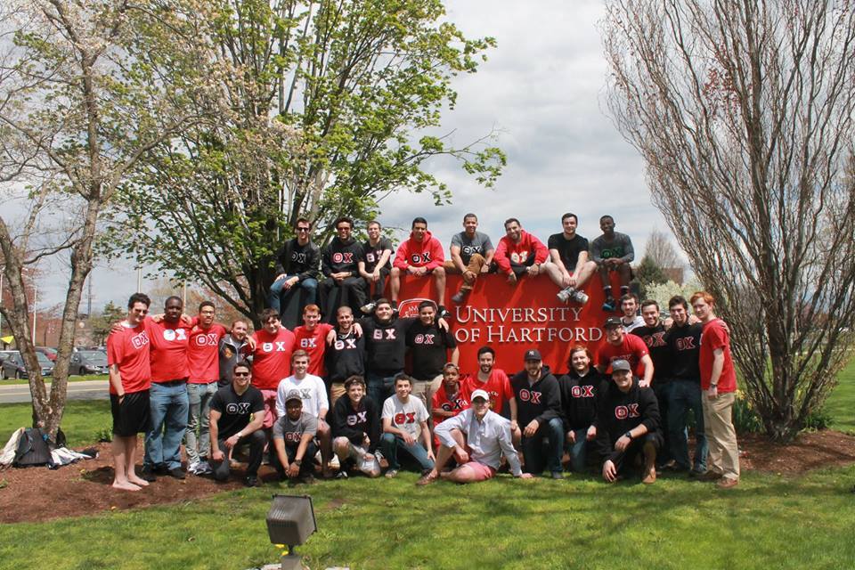 University of Hartford student group photo outdoors.