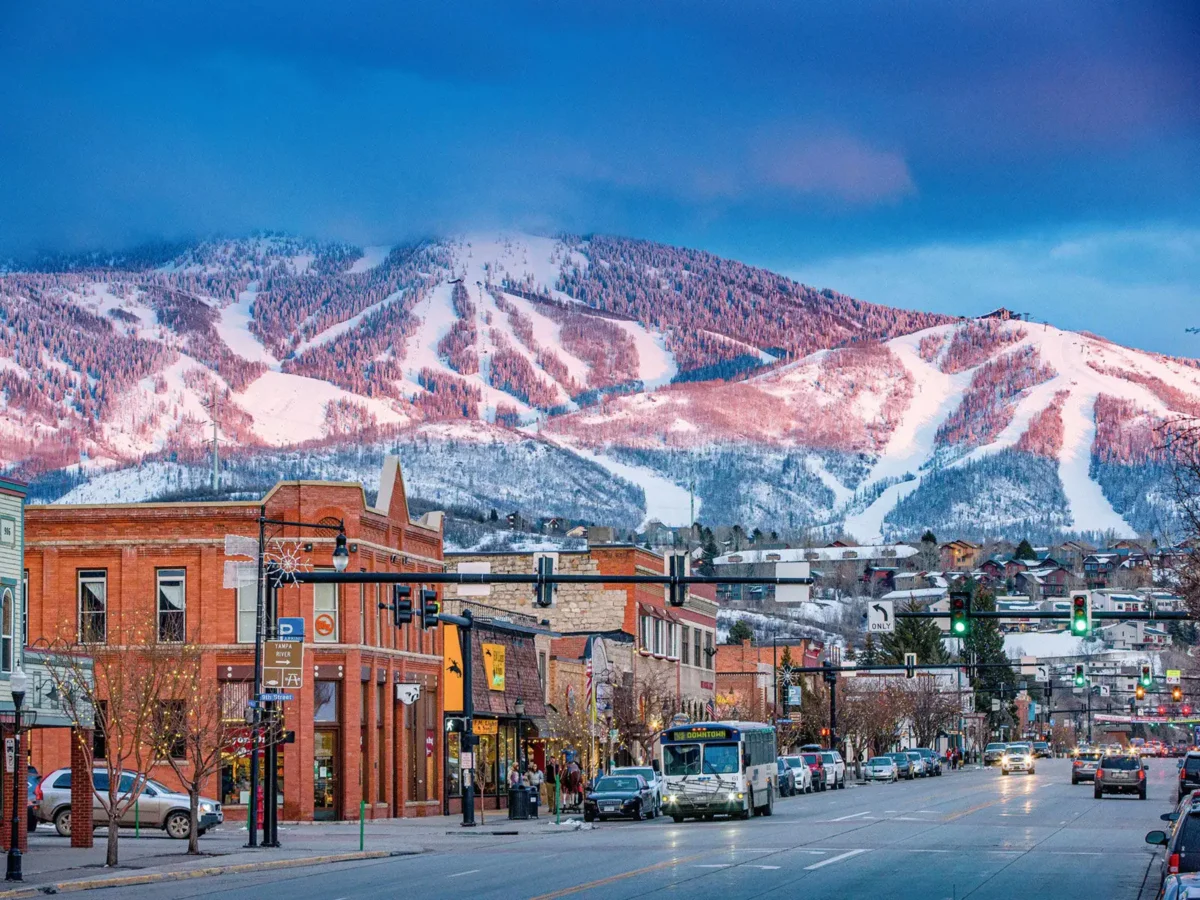 downtown Steamboat Springs, CO in winter