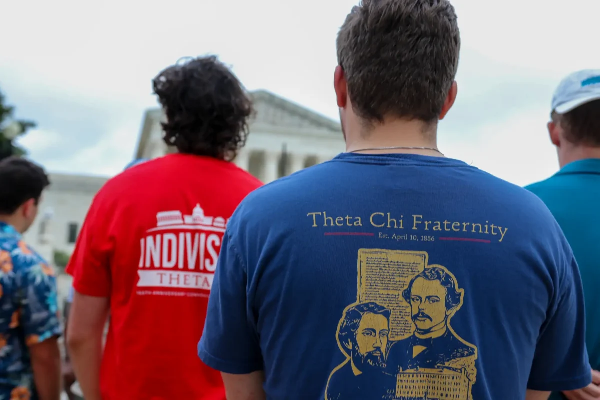 Back of a Theta Chi Fraternity t-shirt