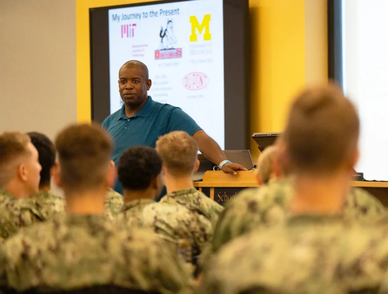 Reginald Rogers speaking to a group
