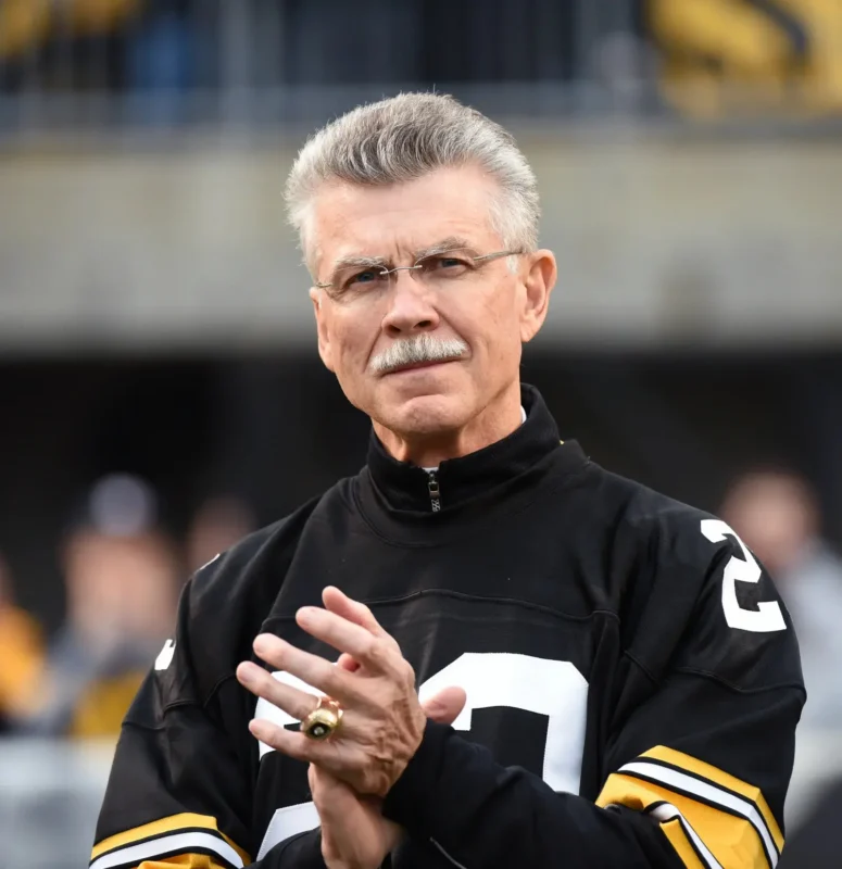 Mike Wagner wearing a Pittsburgh Steelers jersey