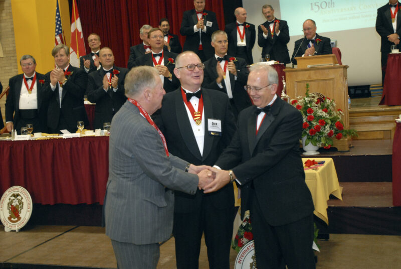 Dick McCauley receiving the Theta Chi for Life Award.